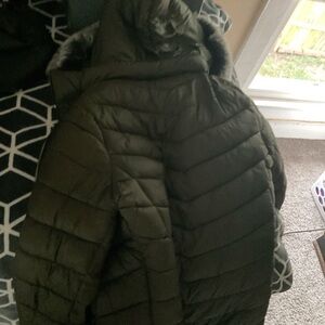 Women Olive Green Puffer Jacket